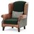 Classic Mixed-Material Wingback Armchair with Accent Pillow