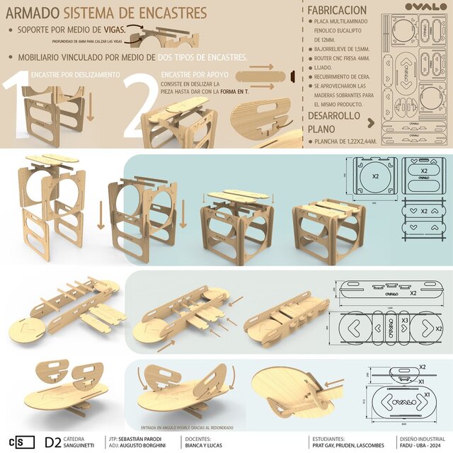 3D model of OVALO – CNC Children's Furniture System