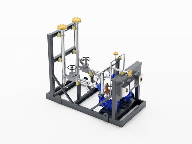 Ammonia (R-717) Liquid Recirculation Pump Skid APS-2412 with Stainless Steel Process Piping – image 1 of 5