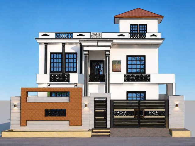 Modern House Design – 2D Floor Plan & 3D Front Elevation – image 3 of 3