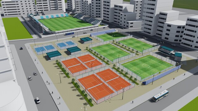 3D model of Football Stadium & Sports Complex