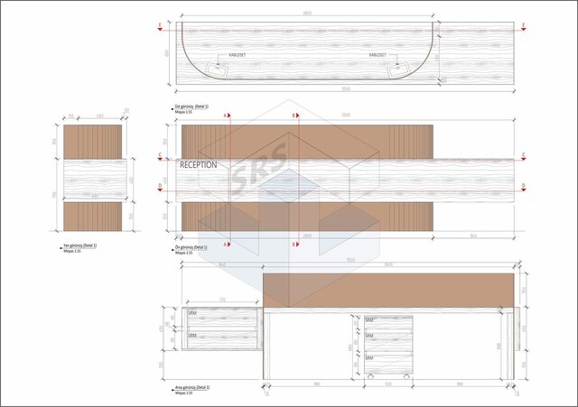 Custom Reception Desk Technical & Production Drawings