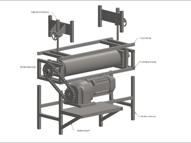 3D model of Chain-Driven Industrial Roller Machine Assembly