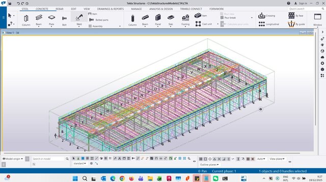 3D model of 6,875 m² Warehouse Structural Design & BOQ