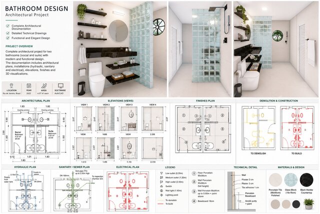 3D model of Residential Bathroom Renovation and Interior Design