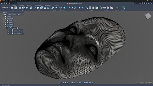 3D model of Freeform Sculpted Face - Organic Modeling + 3D Finish Machining