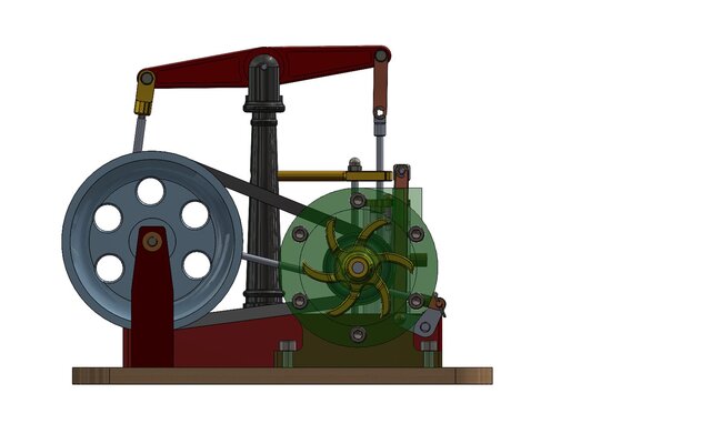 3D model of Steam Engine with Horizontal Beam and Centrifugal Pump