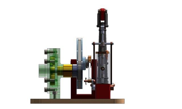 3D model of Steam Engine with Horizontal Beam and Centrifugal Pump