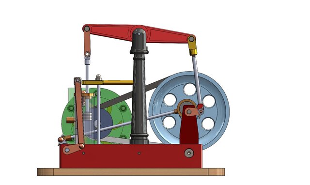 3D model of Steam Engine with Horizontal Beam and Centrifugal Pump