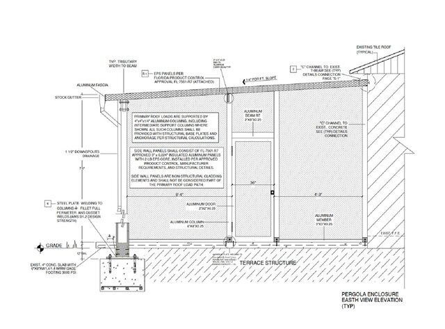 3D model of Aluminum Pergola Structural Design & Permit Drawings Miami Dade, Florida