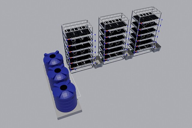 3D model of Automated Irrigation System for Indoor Farming R&D Facility