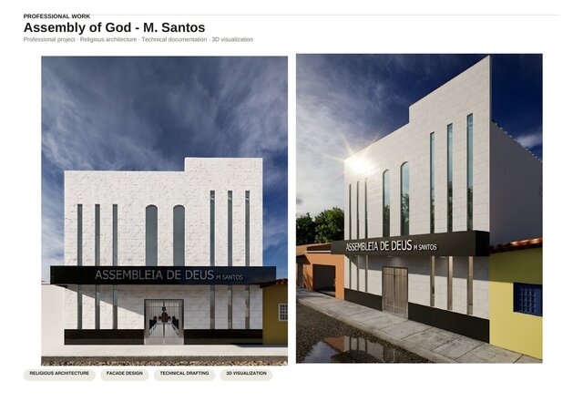 3D model of Assembly of God – Architectural Drafting & Visualization