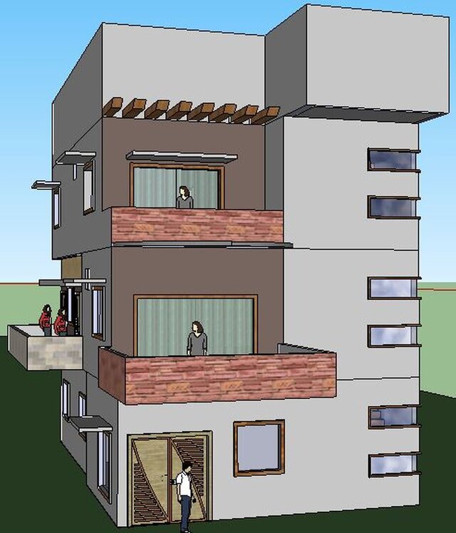 3D model of Modern Multi-Story Residential Building - 3D Architectural Visualization
