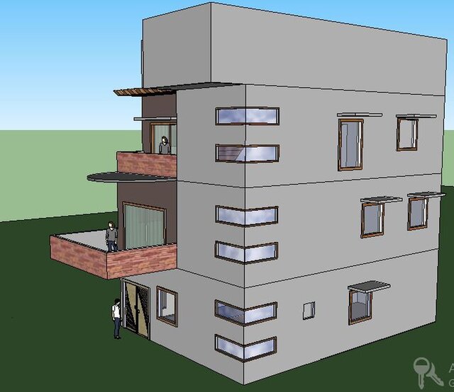 3D model of Modern Multi-Story Residential Building - 3D Architectural Visualization