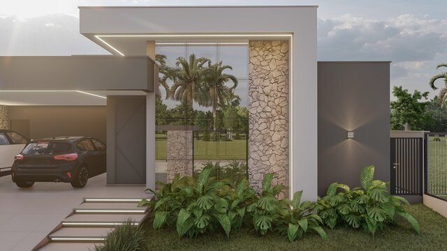 3D model of Residence with a concealed roof