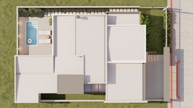 3D model of Residence with a concealed roof