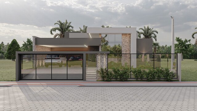 3D model of Residence with a concealed roof