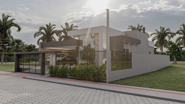 3D model of Residence with a concealed roof