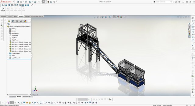 3D model of Batch Plant Conveyor & Hopper System – 3D CAD Assembly