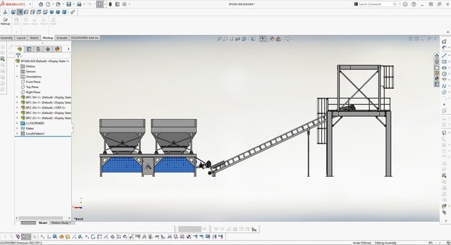 Batch Plant Conveyor & Hopper System – 3D CAD Assembly