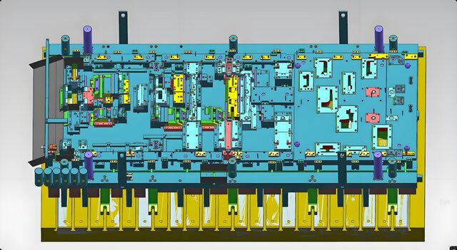 3D model of Automotive Progressive Stamping Die | 800T Press | Full UG NX Design