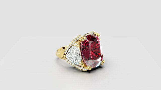 3D model of Luxury Cocktail Ring: 2D Sketch to 3D CAD