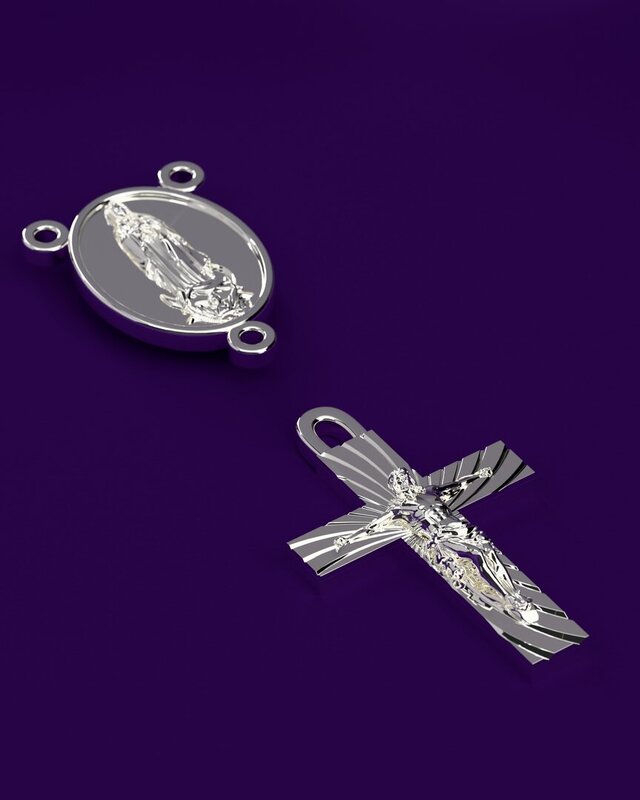Signet ring and rosary pieces with relief – image 2 of 2