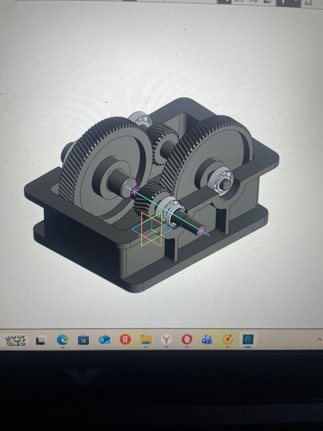 3D model of Gearbox & Drop-Bottom Bin