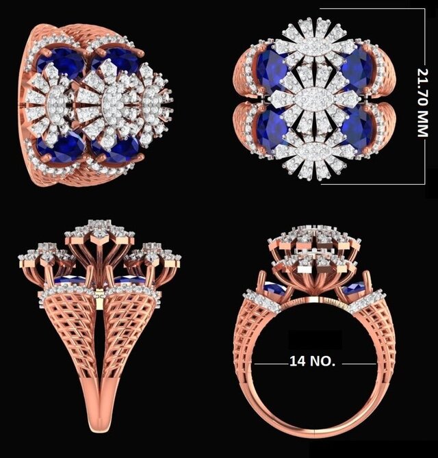 Luxury Sapphire Diamond Ring – Matrix 9 CAD Design