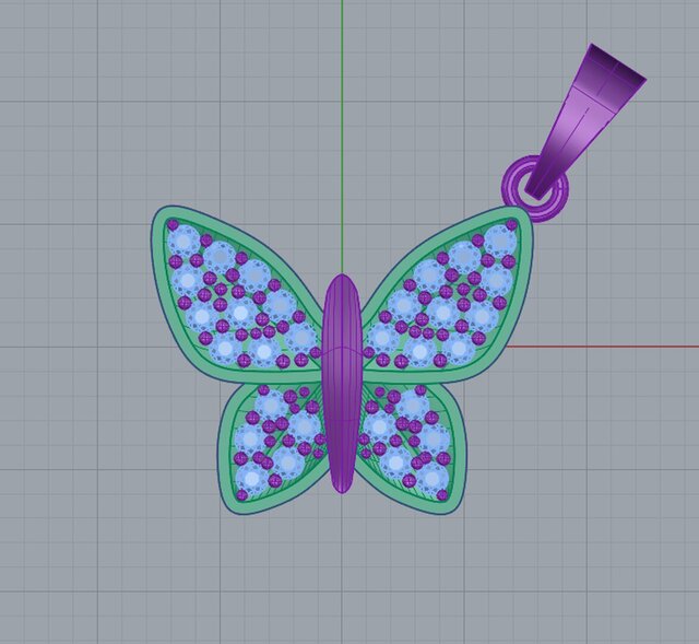 3D model of Butterfly Pendant – Jewelry CAD Design