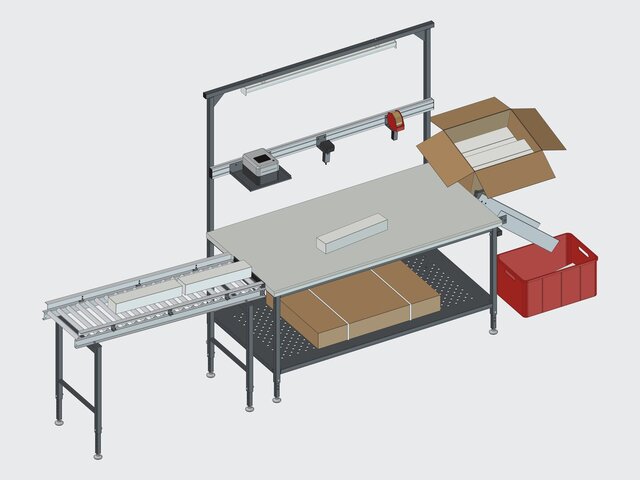 End-of-Line Inspection and Packing Workstation PWS-1890 with Gravity Roller Infeed – image 3 of 5
