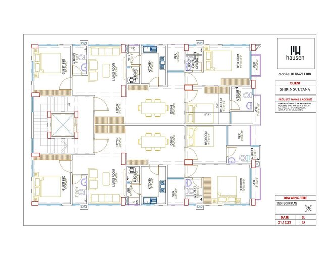 3D model of G+6 Residential Building Details Architectural Drawing