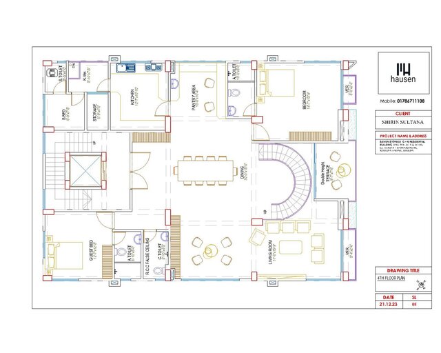 3D model of G+6 Residential Building Details Architectural Drawing
