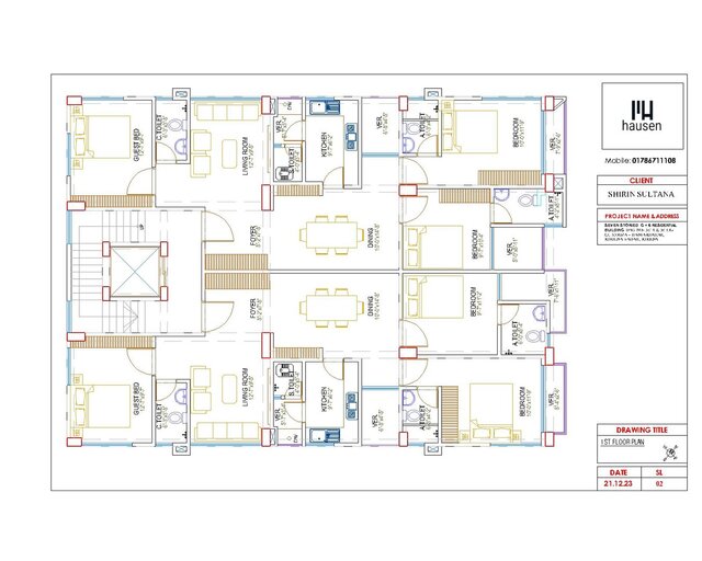3D model of G+6 Residential Building Details Architectural Drawing