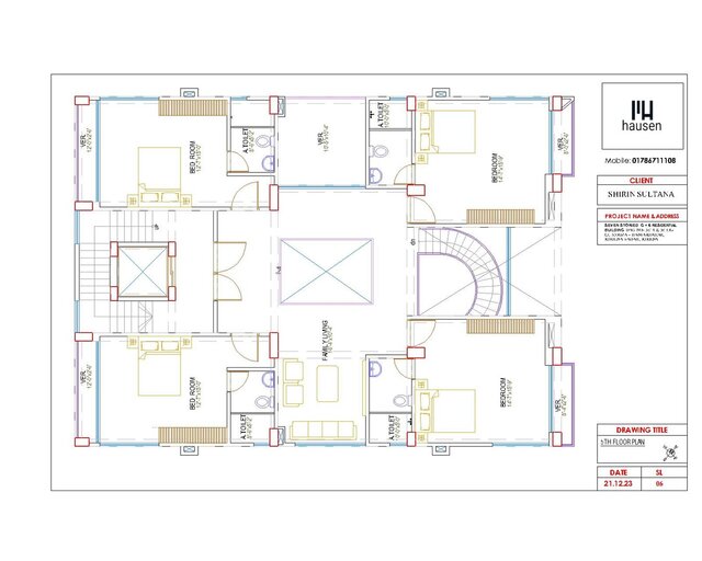3D model of G+6 Residential Building Details Architectural Drawing