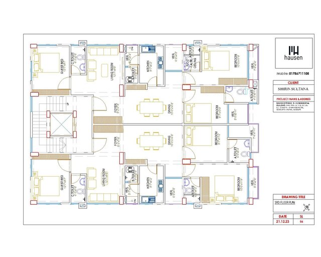 3D model of G+6 Residential Building Details Architectural Drawing