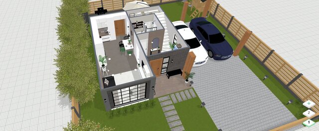 3D model of two-story house