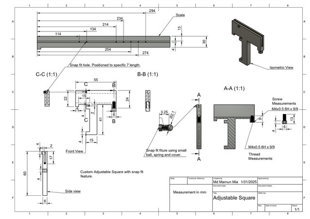Precision Adjustable Drafting Square (Jig) | Mechanical Design by Md Mamun Mia