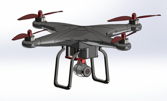 Aerodynamic Quadcopter Drone 3D CAD Model & Product Design