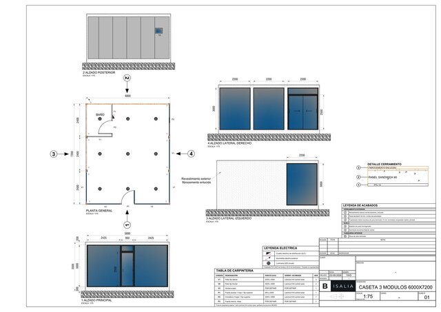Three-module prefab cabin · drawings and render – image 2 of 2