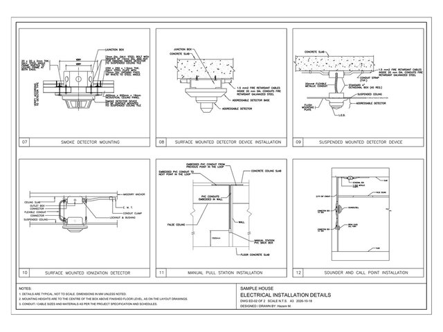 Sample: Electrical Installation Details Sheet (A3) – image 2 of 2