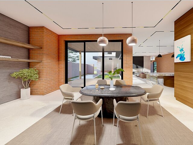 3D model of modern-minimalist-villa-with-private-pool-outdoor-lounge-living-dinning-view