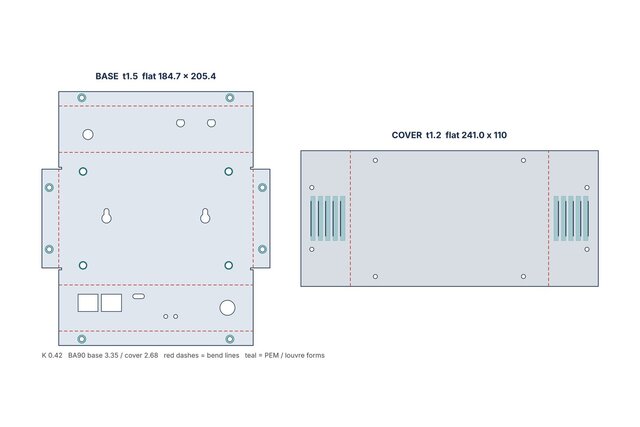 Sheet Metal Electronics Enclosure | Aluminium 5052, Flat Patterns, PEM Hardware, Louvres – image 7 of 7