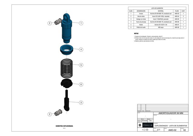 56 mm shock absorber · exploded view and part drawings – image 2 of 2