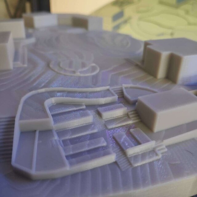 3D model of Full Cycle: Topographic Survey → Grading Design → 3D Printed Scale Model for Client Presentation
