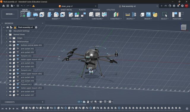 3D model of Industrial Heavy-Lift Hexacopter Chassis Assembly