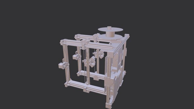3D model of Hybrid printer with two extruders and a laser module