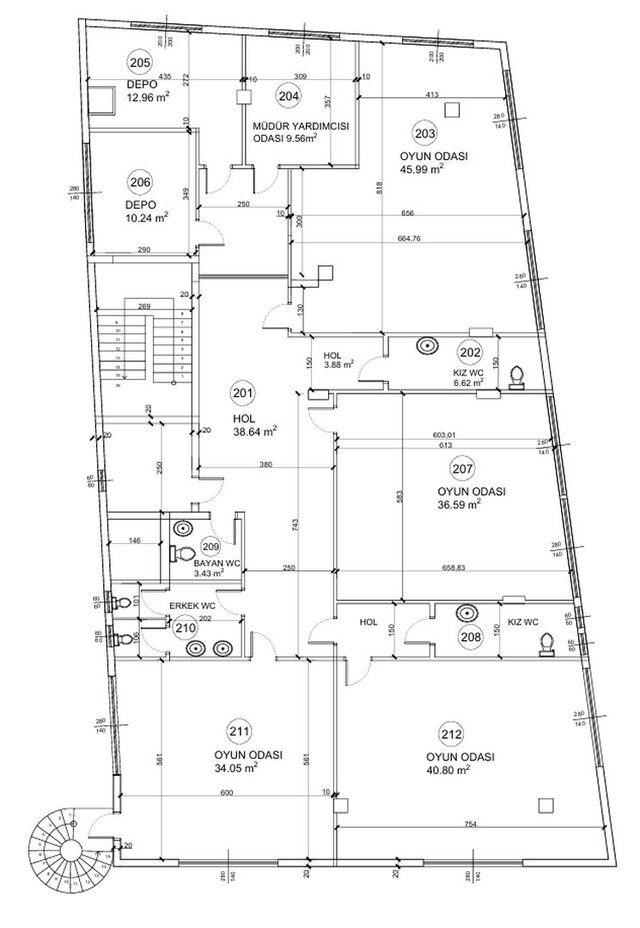 3D model of Floor Plans Drafting in AutoCAD