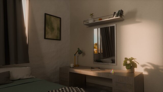 3D model of Bedroom Corner - Blender Interior Visualization