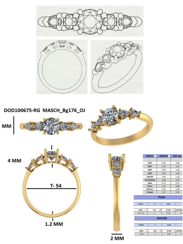 3D model of 3D Jewellery CAD design Rings, Pendants, Bracelet, Earring, Necklace, Cufflinks, Watch cover etc.